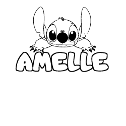 Coloring page first name AMELLE - Stitch background