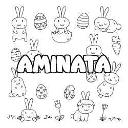 Coloring page first name AMINATA - Easter background