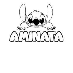 Coloring page first name AMINATA - Stitch background