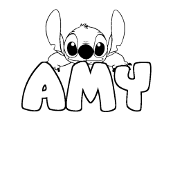Coloring page first name AMY - Stitch background