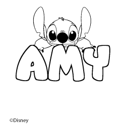 Coloring page first name AMY - Stitch background