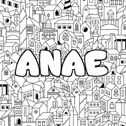 Coloring page first name ANAE - City background