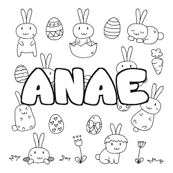 Coloring page first name ANAE - Easter background