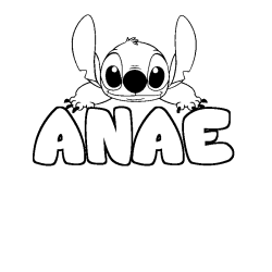 Coloring page first name ANAE - Stitch background