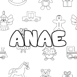 Coloring page first name ANAE - Toys background