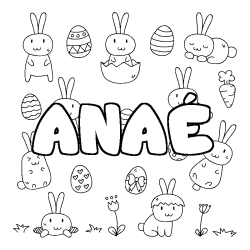 Coloring page first name ANAÉ - Easter background