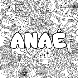 Coloring page first name ANAÉ - Fruits mandala background