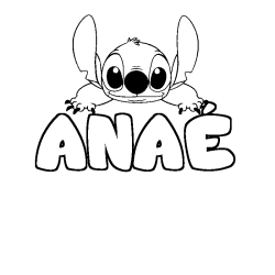 Coloring page first name ANAÉ - Stitch background