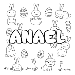 Coloring page first name ANAEL - Easter background