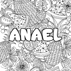 Coloring page first name ANAEL - Fruits mandala background