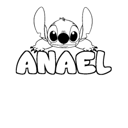 Coloring page first name ANAEL - Stitch background