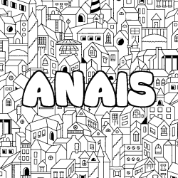 Coloring page first name ANAIS - City background