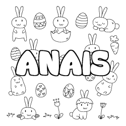 Coloring page first name ANAIS - Easter background
