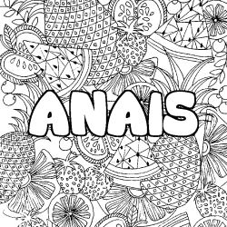 Coloring page first name ANAIS - Fruits mandala background