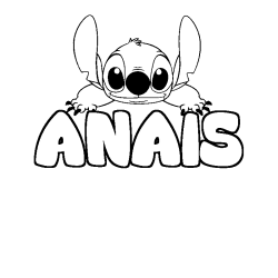 Coloring page first name ANAIS - Stitch background