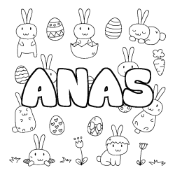 Coloring page first name ANAS - Easter background