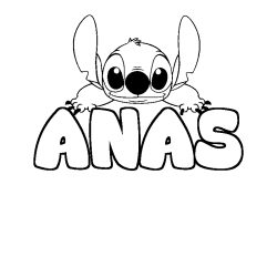 Coloring page first name ANAS - Stitch background