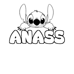 Coloring page first name ANASS - Stitch background