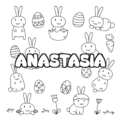 Coloring page first name ANASTASIA - Easter background