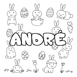 Coloring page first name ANDRÉ - Easter background