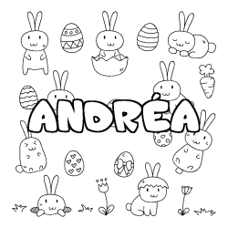 Coloring page first name ANDRÉA - Easter background