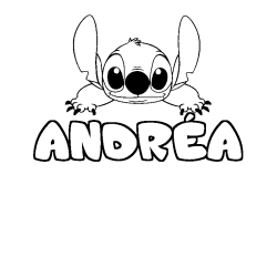 Coloring page first name ANDRÉA - Stitch background