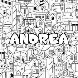 Coloring page first name ANDREA - City background