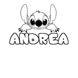 Coloring page first name ANDREA - Stitch background