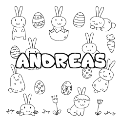 Coloring page first name ANDREAS - Easter background