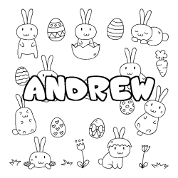 Coloring page first name ANDREW - Easter background