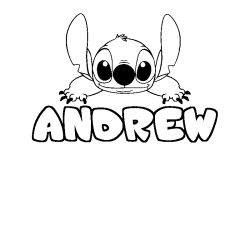 Coloring page first name ANDREW - Stitch background