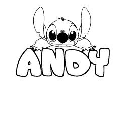 Coloring page first name ANDY - Stitch background