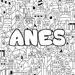 Coloring page first name ANES - City background