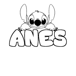 Coloring page first name ANES - Stitch background
