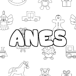 Coloring page first name ANES - Toys background