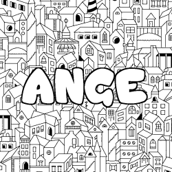 Coloring page first name ANGE - City background