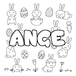 Coloring page first name ANGE - Easter background
