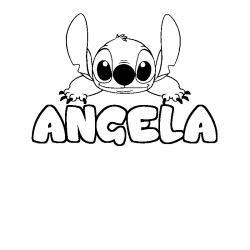 Coloring page first name ANGELA - Stitch background