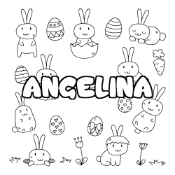 Coloring page first name ANGELINA - Easter background