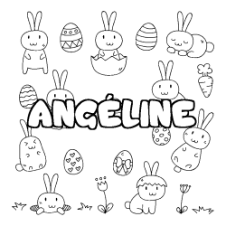 Coloring page first name ANGÉLINE - Easter background