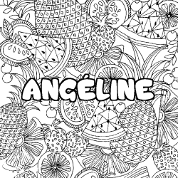 Coloring page first name ANGÉLINE - Fruits mandala background