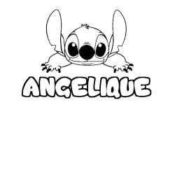 Coloring page first name ANGELIQUE - Stitch background
