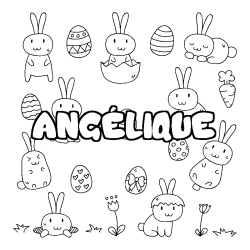 Coloring page first name ANGÉLIQUE - Easter background