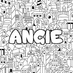 Coloring page first name ANGIE - City background