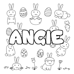 Coloring page first name ANGIE - Easter background