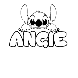 Coloring page first name ANGIE - Stitch background