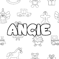 Coloring page first name ANGIE - Toys background