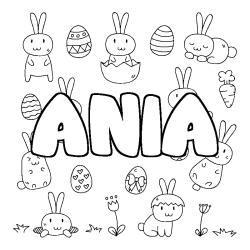 Coloring page first name ANIA - Easter background