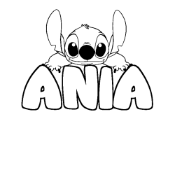 Coloring page first name ANIA - Stitch background