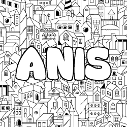 Coloring page first name ANIS - City background